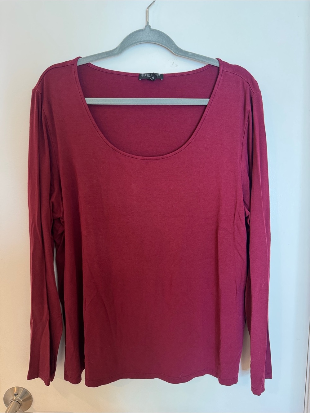 Eileen Fisher Long Sleeve Scoop Neck Top - Wine